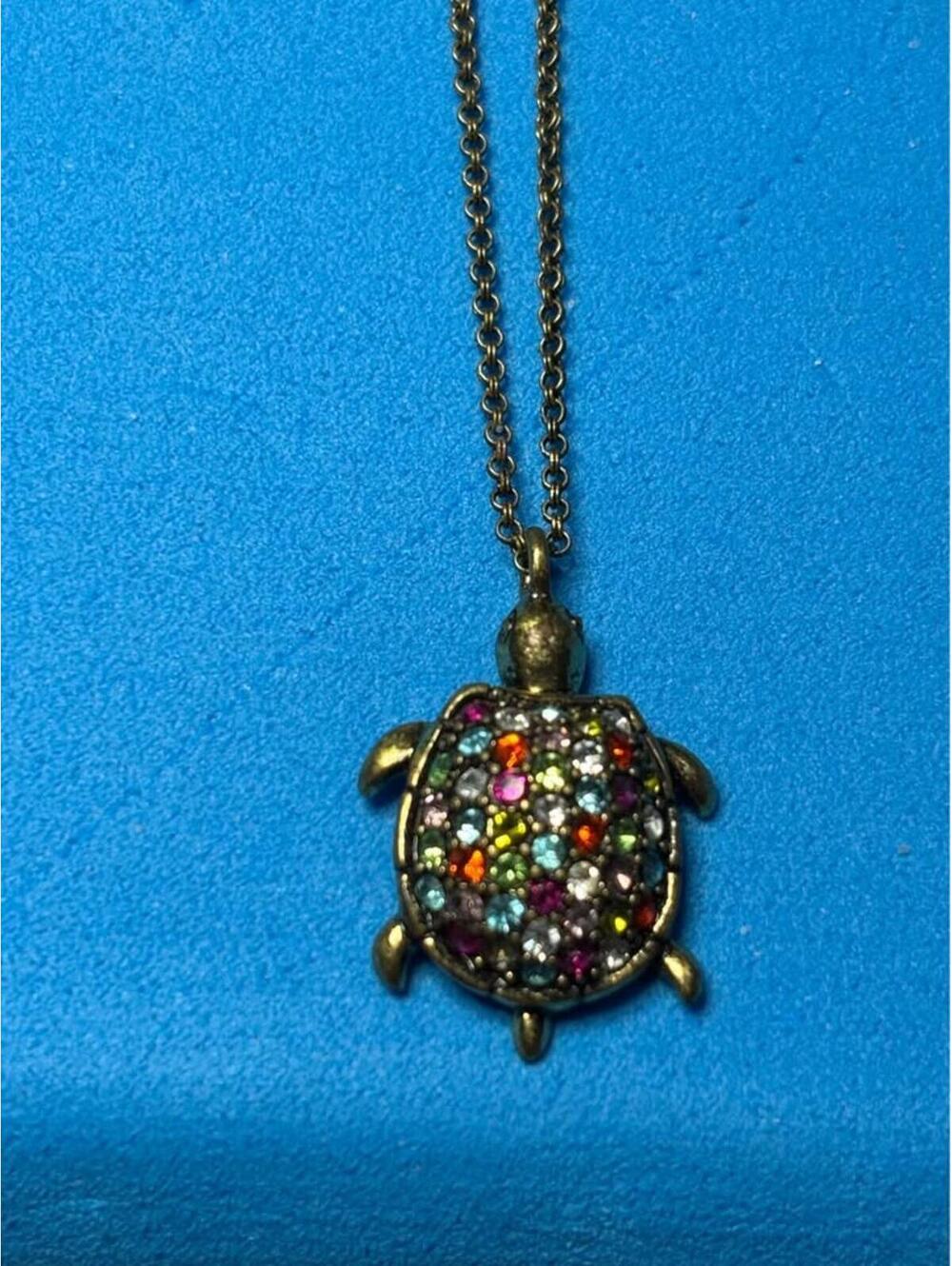 Fossil Multi-Color Rhinestone Turtle Necklace